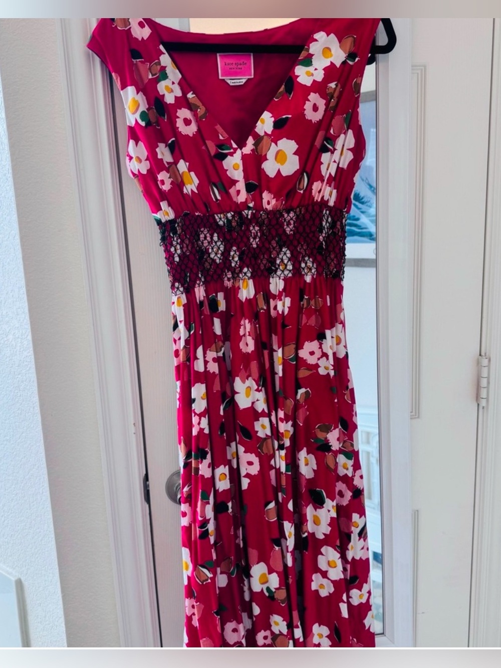 Kate Spade New York Botanical Garden Floral Smocked Midi Dress Lined Size Large